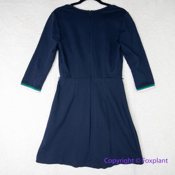 Eliza J Contrast Trim Surplice V-Neck Wrap blue Dress, size 8 - Picture 11 of 16